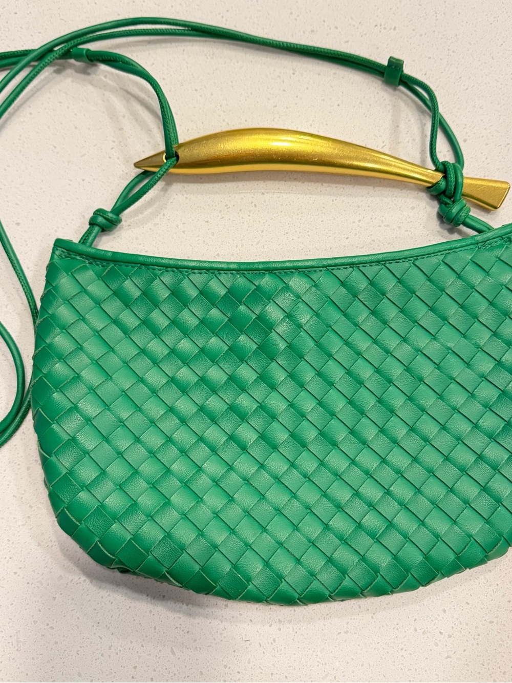 Urban Expressions Crossbody Bag in Green Vegan Leather with Gold Accent Handle - Picture 2 of 5